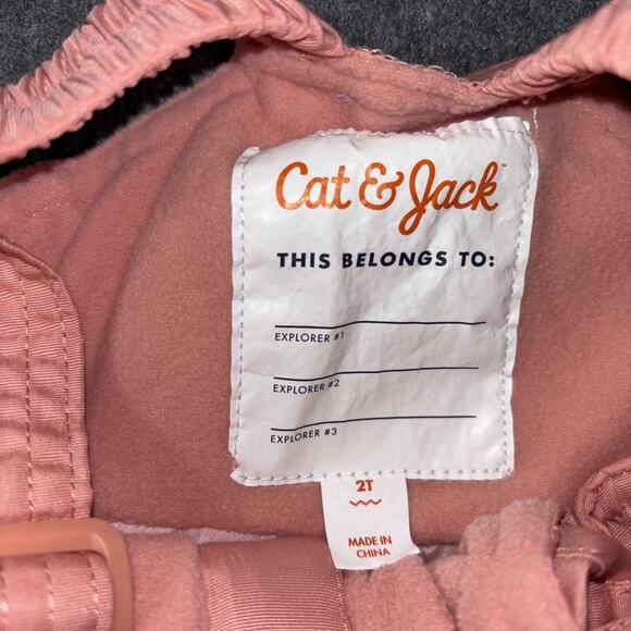 Cat & Jack Toddler Girls Pink Bib Overalls Snow Pants, Size 2T - Picture 3 of 6